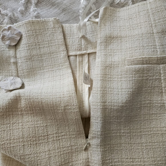 NWT MacDuggal Ivory Tweed High Waisted Wide Leg Sailor Pant Size 6 Gold Buttons - Picture 10 of 11